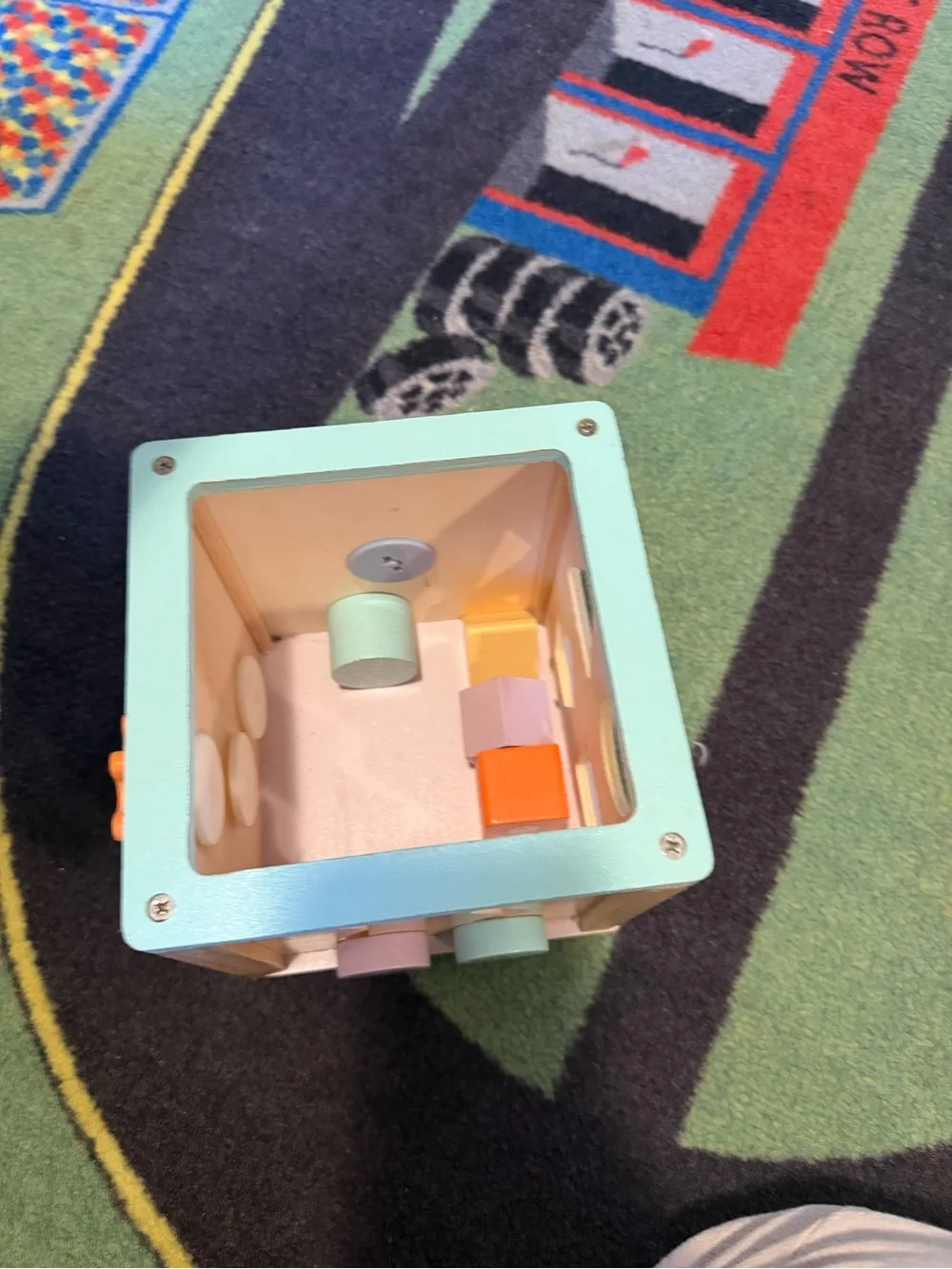 Wooden Multi-Activity Bead Maze Cube - Pastel Pink, Teal, Yellow